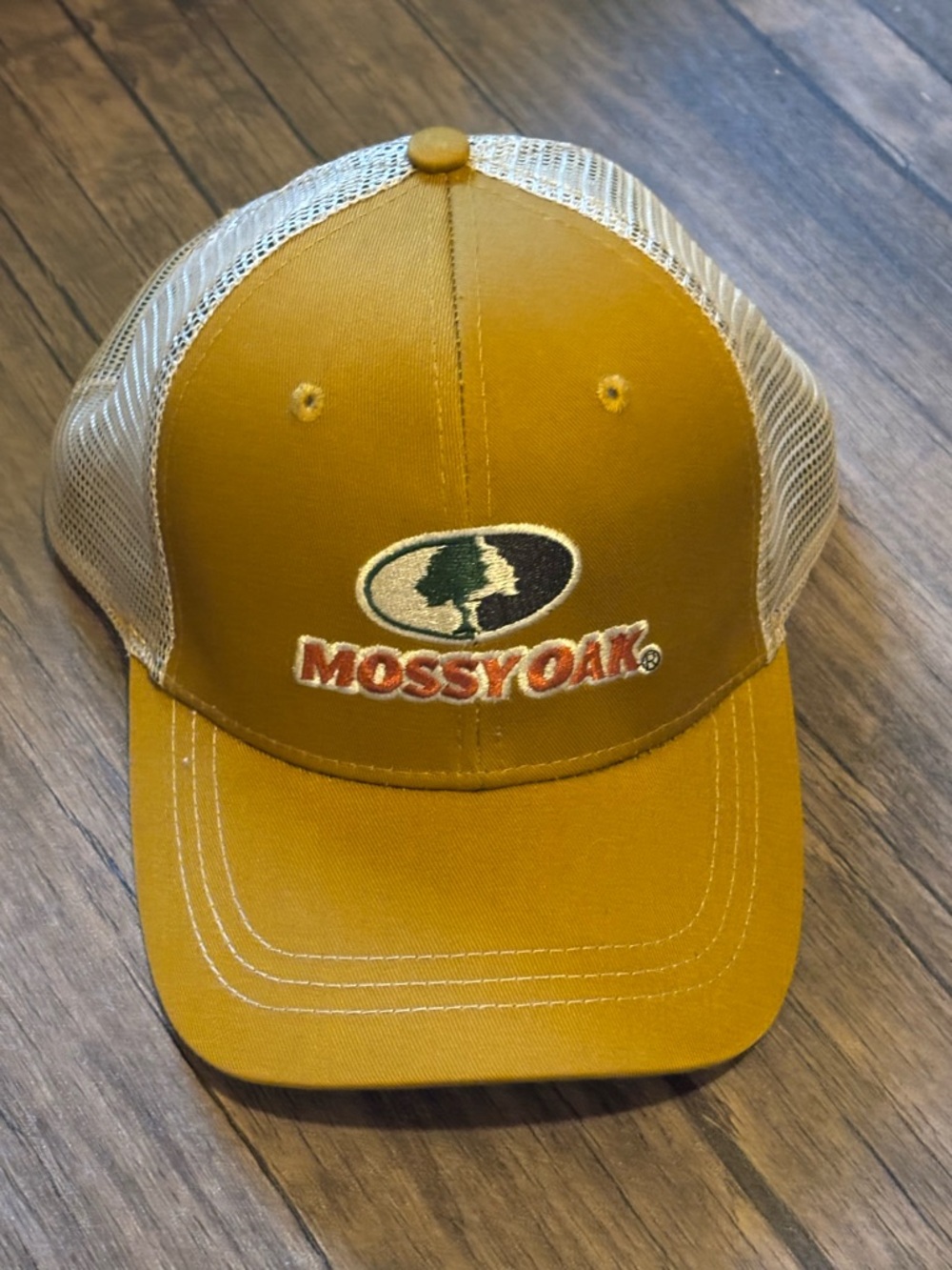 Mossy Oak Men's Mustard Yellow and Cream Mesh Trucker Hat